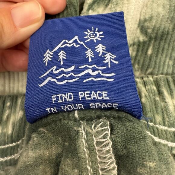 Without Walls Shorts Mens Medium Green White Tie Dye Elastic Waist Retro - Picture 9 of 13